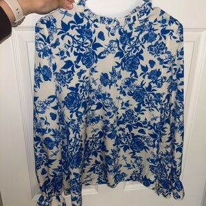 SHEIN Blue Floral Blouse
